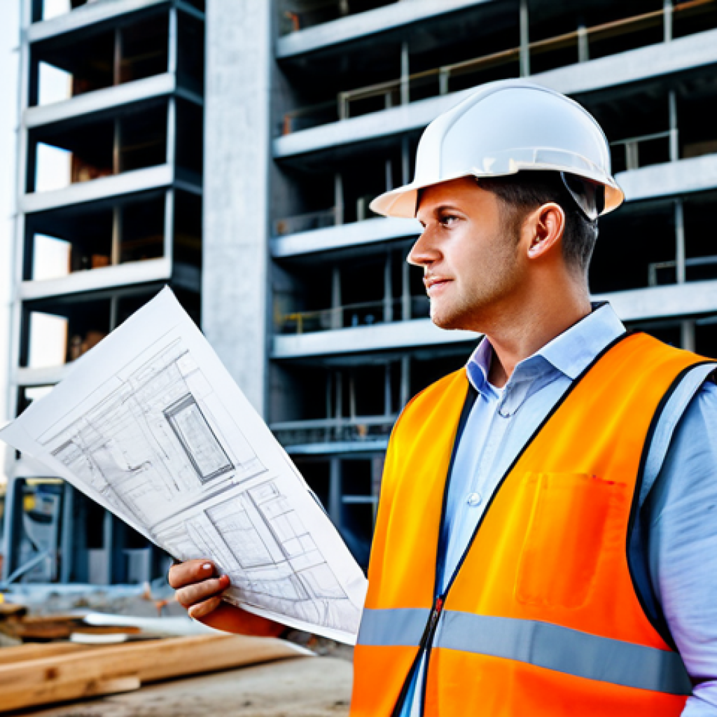 **

"A professional architect, fully clothed in appropriate attire for a construction site (hard hat, safety vest, modest work clothes), reviewing blueprints on a modern building project, safe for work, perfect anatomy, natural proportions, professional photography, clear details, bright natural light, family-friendly, appropriate content."

**